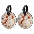 thumbnail image 1 of Marble 2pcs PU Leather Round Bag Tags with Privacy Cover and Name ID Tag - Suitcase Tags for Travel Luggage, Handbags, Backpacks, School Bags, 1 of 6