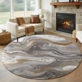 thumbnail image 1 of Marble 6FT Round Area Rugs for Living Room Abstract Fluid Art Grey Brown Marble Texture Modern Ultra-Thin Non-Slip Round Rugs Machine Washable Low Pile Circle Carpet for Bedroom Kitchen Nursery, 1 of 9