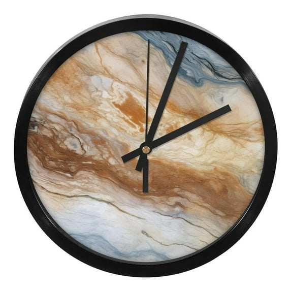 Marble 9.8 Inch Silent Round Digital Wall Clock, Battery Operated, Easy to Read for Bedroom, Living Room, Kitchen, Bathroom Decoration - Non-Ticking Wall Clocks