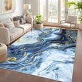 thumbnail image 1 of Marble Abstract Area Rug 5x7 Washable Rug Indoor Soft Contemporary Rugs for Living Room Low Pile Foldable Floor Cover Non Slip Non-Shedding Accent Carpet for Bedroom Dining Room Blue, 1 of 7