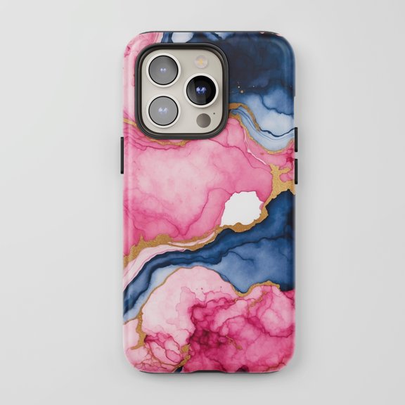Marble Abstract For All iPhone Series Protective Phone Case Pink Blue Gold
