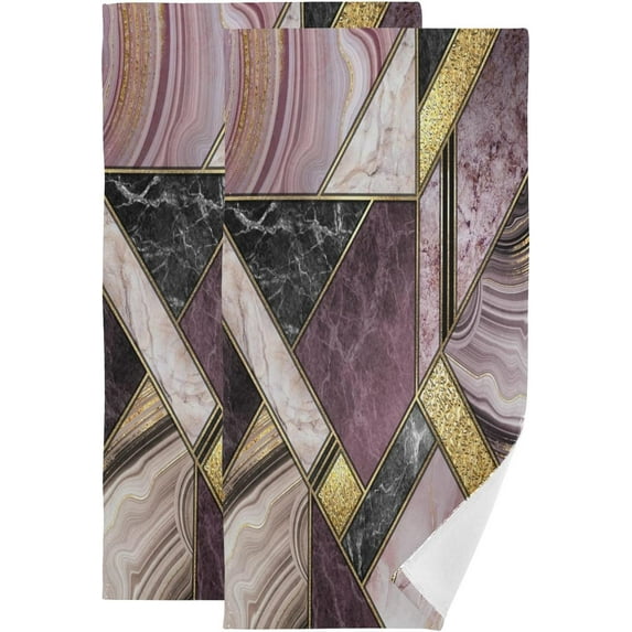 Marble Abstract Hand Towels 2 PCS, Unique Art Kitchen Towel Ultra Soft and Highly Absorbent,Decorative Fingertip Face Towel for Bathroom Hotel, 28.3"x14.4"