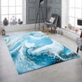 thumbnail image 1 of Marble Abstract Liquid Style Modern Area Rug for Living Room Bedroom Dining Room Light Blue Gold Washable Home Office Floor Carpet Soft Shag Kitchen Hallway Rugs 5x6ft, 1 of 6