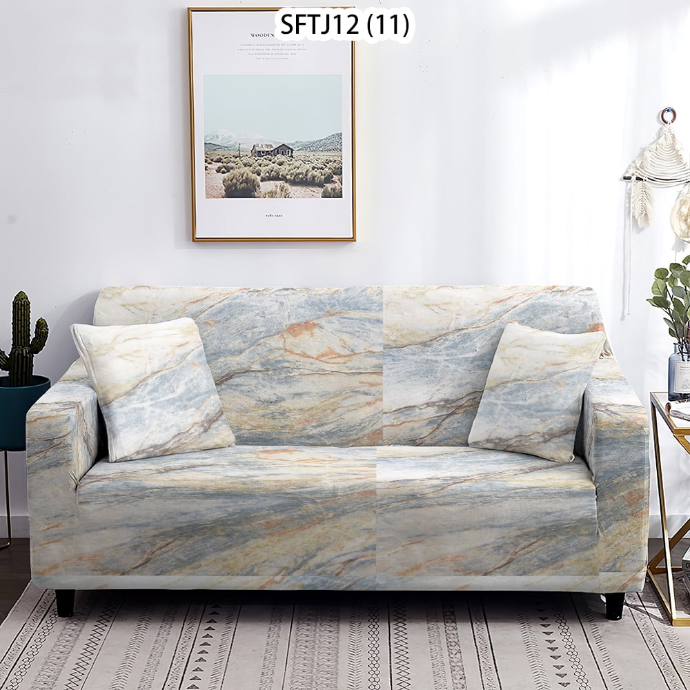 Marble Abstract Sectional Sofa Cover Stripe Sofa Cover Ink Wave Elastic
