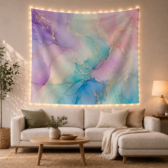 Marble Abstract Swirling Color Fields on Off-White, Serene Modern Abstract for Art Lovers, Luxury Wall Art, Housewarming Gift Tapestry Wall Hanging for Living Room and Bedroom