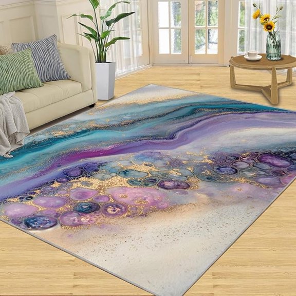Marble Area Rug, Agate Rugs for Living Room, Luxury Carpet, Soft & Non Slip & Washable Rugs for Bedroom 5 x 8ft