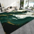 thumbnail image 1 of Marble Area Rug Washable Rugs, Abstract Modern Emerald Green Gold Bedroom Carpet, Reduce Noise Fade Resistant Rug, Dirty Resistant Non-Skid Carpets for Home Decor 5x6ft, 1 of 6