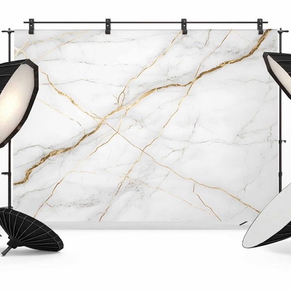 Marble Backdrop for Photography, Fabric Photo Background Backdrop, Grey Golden Crack Minimalistic Abstract Photo Booth Background for Portrait Photoshoot Video Wedding Studio Decoration Banner 7x5ft
