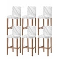 thumbnail image 1 of Marble Bar Stool Covers Set of 6, Modern Grey White Rock Monochrome Simple Stretch Washable Bar Chair Covers with Backs, Removable Pub Counter Height Chair Cover for Kitchen Dining Room Cafe, 1 of 7