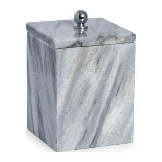 KhanImports Genuine Grey Marble Box, Gray Stone Box with Lid - Rectangular,  5 Inch