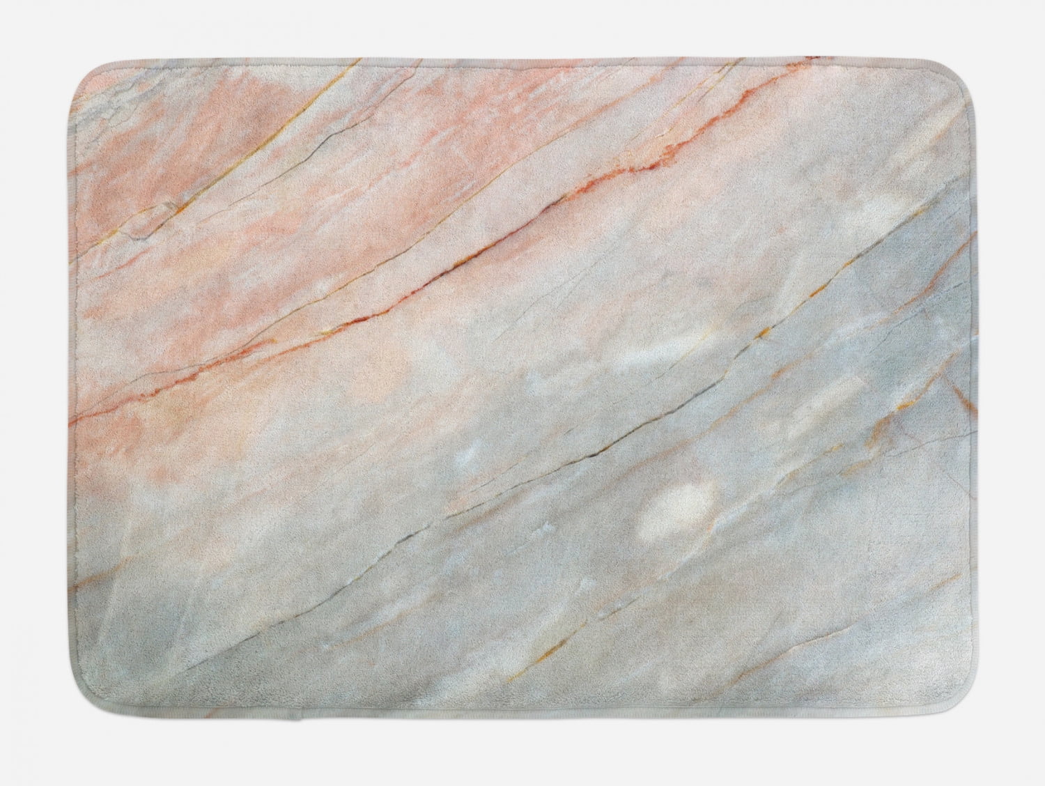 Peach and Pale Grey Marble Print Bath Mat