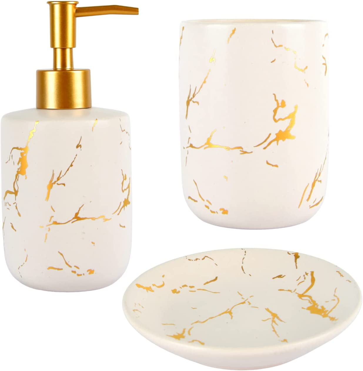 Walmart Marble Bathroom Set, 3 Pcs Ceramic Decorations with Lotion ...