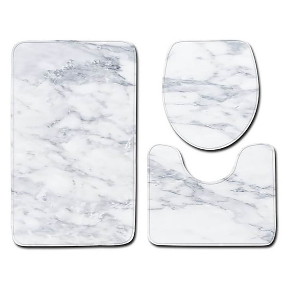 Marble Bathroom Rug Set 3PCS, Non- Shower Mat, Ultra Soft Absorbent Bath Mat,Toilet Lid Cover Contour Mat, Machine Washable,Crack Design,Non-, Bathroom Floor Mats for Tub, Shower Toilet