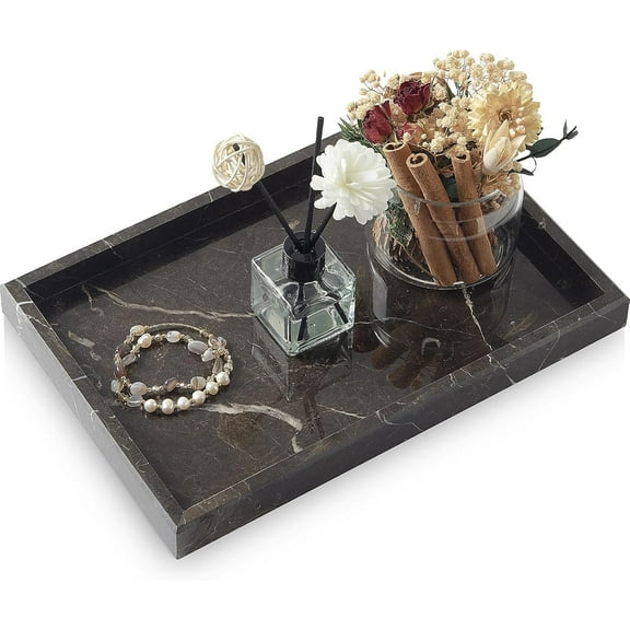 Marble Bathroom Tray,Pure Natural Vanity Tray,Marble Tray for Kitchen Counter Non-Ceramic/Non-Resin,Stone Trays 12 x 8 inch Cyan Green