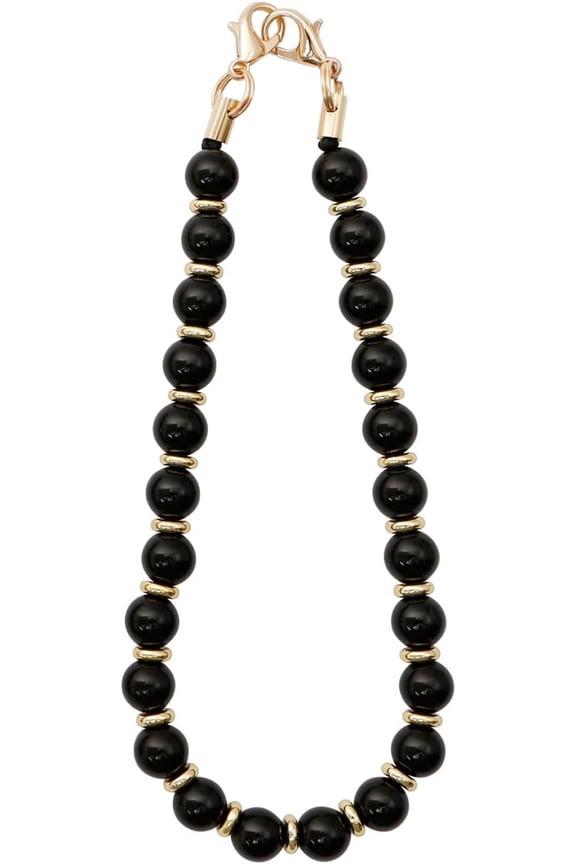 Marble Beaded Phone Wrist Strap, Cellphone Lanyard with Tether Tab, Hands-Free Phone Chain Wristlet Bracelet Keychain, Obsidian Black