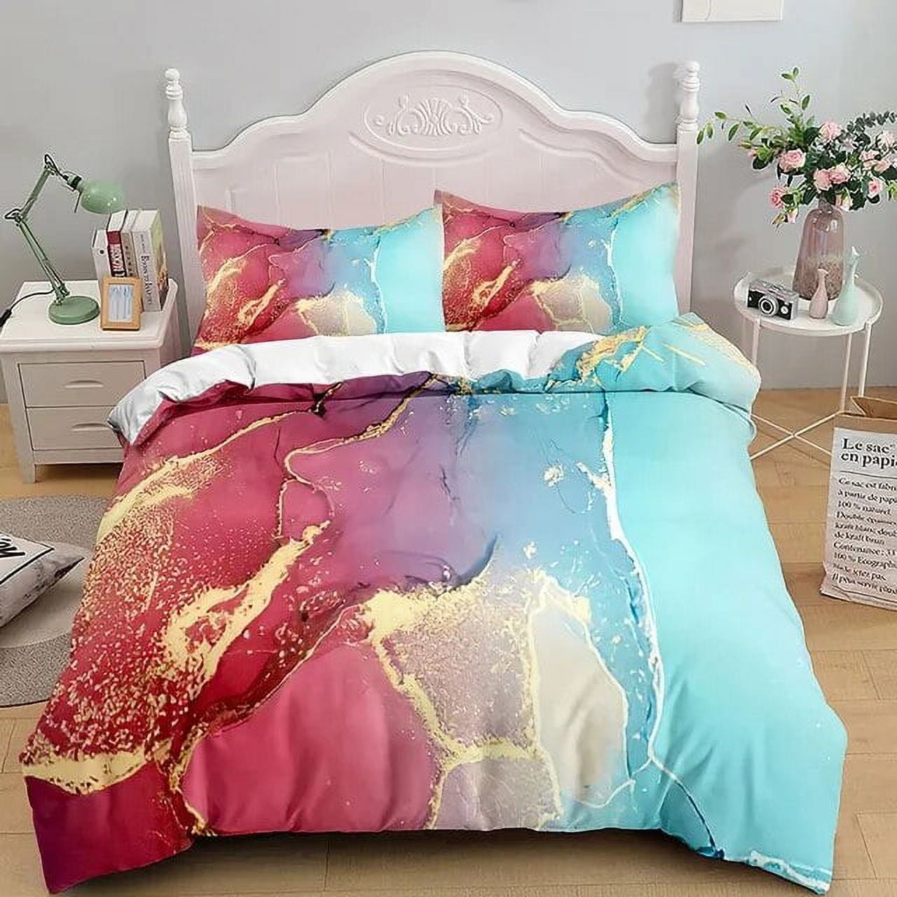 Marble Bedding Set King/Queen Size Grey Gold Marble Duvet Cover Men