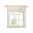 thumbnail image 1 of Marble Beige Sheer Waterfall Valance Curtains for Window, Modern Abstract Ink Painting Luxury Rod Pocket Sheer Topper Swag Curtains for Living Room, Kitchen 38.5"W x 47.2"L, 3 Panels, 1 of 7