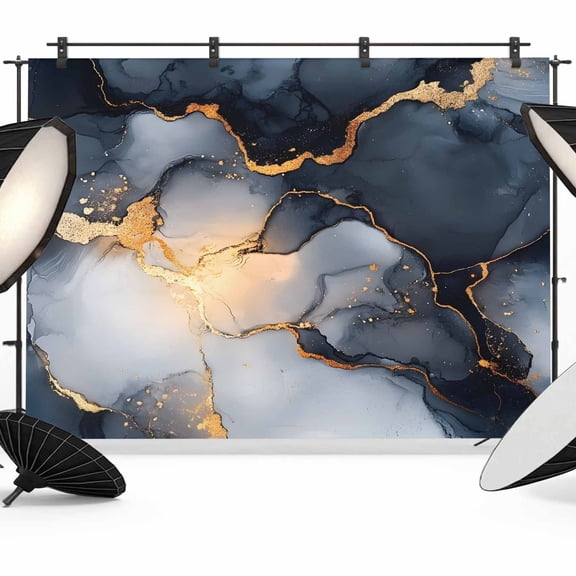 Marble Black Backdrop for Photoshoot, Photography Photo Studio Background Wall Backdrop, Ink Painting Art Modern Abstract Back Drop Banner Panel for Portraits Wedding Live Streaming Decor 10x8Ft