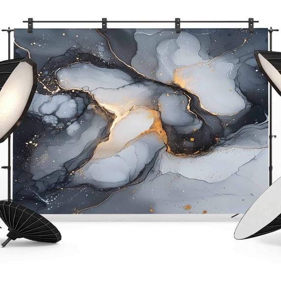 Marble Black Backdrop for Photoshoot, Photography Photo Studio Background Wall Backdrop, Ink Painting Modern Art Abstract Back Drop Banner Panel for Portraits Wedding Live Streaming Decor 10x8Ft