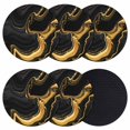 thumbnail image 1 of Marble Black Coasters Set of 6, Vintage Gold Art Abstract Farmhouse Absorbent Coasters for Drinks, Coaster for Bar Office Dining Coffee Table Accessories Decor, Non Slip Round Desk Coaster, 1 of 9