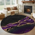 thumbnail image 1 of Marble Black Large Round Rug 8 FT, Non Slip Living Room Area Carpet, Purple Gold Art Abstract Vintage Farmhouse Washable Soft Circle Rug Non-Shedding Floor Carpet for Bedroom Office Dining Room, 1 of 9