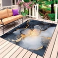 thumbnail image 1 of Marble Black Outdoor Rug for Patio/Deck/Porch, Non-Slip Large Area Rug 4 x 6 Ft, Ink Painting Art Modern Abstract Indoor Outdoor Rugs Washable Area Rugs, Reversible Camping Rug Carpet Runner, 1 of 8