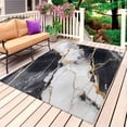 thumbnail image 1 of Marble Black Outdoor Rug for Patio/Deck/Porch, Non-Slip Large Area Rug 5 x 7 Ft, Abstract Gold White Brick Stone Motif Indoor Outdoor Rugs Washable Area Rugs, Reversible Camping Rug Carpet Runner, 1 of 8