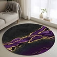 thumbnail image 1 of Marble Black Round Area Rug 3.3 FT, Non Slip Small Entryway Kitchen Mat, Purple Gold Art Abstract Vintage Farmhouse Washable Soft Circular Rug Non-Shedding Door Mat for Bathroom Playroom Kids Room, 1 of 9