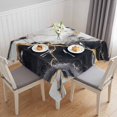 thumbnail image 1 of Marble Black Table Cloth Waterproof Tablecloths, Abstract Gold White Brick Stone Motif Tablecloth Dining Table Cover for Kitchen Party Tabletop Outdoor, Square Tablecloth 60x60 Inch, 1 of 9
