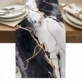 thumbnail image 1 of Marble Black Table Runner - 90 Inch Long, Kitchen Dining Table Runner Dresser Scarves, Abstract Gold White Brick Stone Motif Farmhouse Decor for Coffee Tables Wedding Party Banquet, 1 of 8
