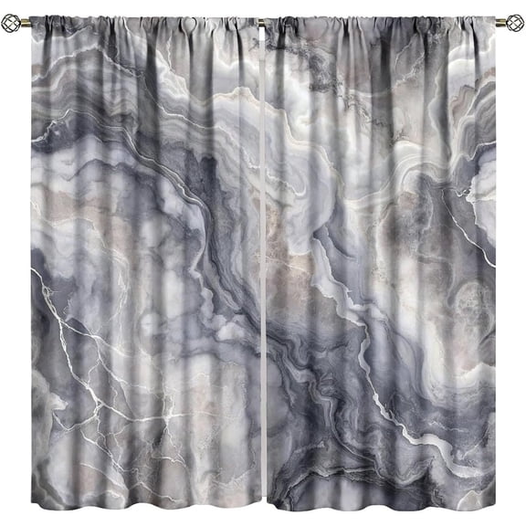 Marble Blackout Window Curtains, Retro Style Colors Marble Texture Watercolor Art Theme Print Window Drapes, for Living Room Bedroom 84" W X 84" L