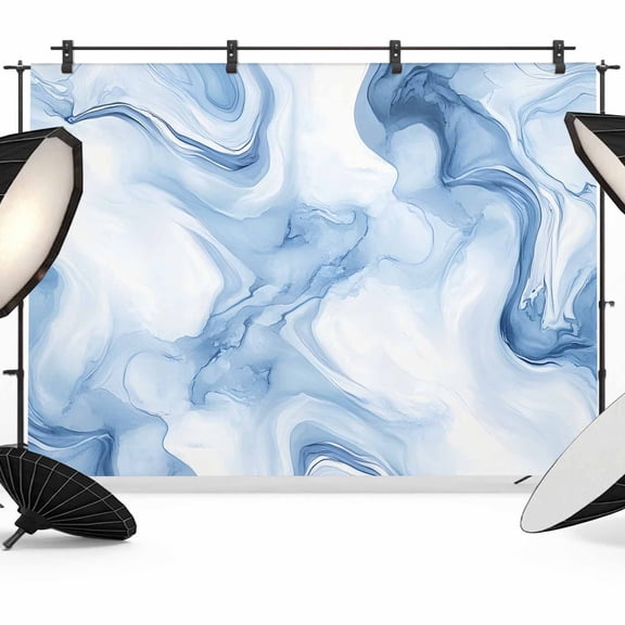 Marble Blue Backdrop for Photoshoot,Photography Photo Studio Background Wall Backdrop,Abstract Modern Minimalist Solid Ombre Back Drop Banner Panel for Portraits Wedding Party Live Streaming 8x6Ft