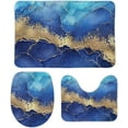 thumbnail image 1 of Marble Blue Bathroom Rugs and Mats Sets 3 Piece Washable Coral Non Slip Bath Mat Rugs with Backing Pad Contour Rug, 1 of 5