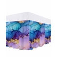 thumbnail image 1 of Marble Blue Bed Skirt Queen Size 18" Drop Gold Line Gradient Purple Modern Wavy Ruffled Wrap Around Bed Skirts Adjustable Elastic Bedskirt Dust Ruffle for Queen Size Bed, 1 of 7