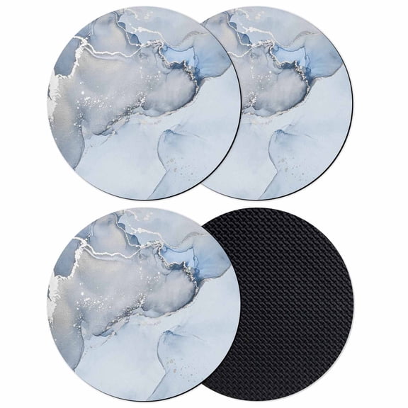 Marble Blue Coasters Set of 4, Soft Absorbent Coasters for Drinks, Modern Abstract Ink Painting Luxury Non-Slip Cup Coaster Mat with Rubber Bottom for Home Kitchen Desk Coffee Bar Table Decor 4"
