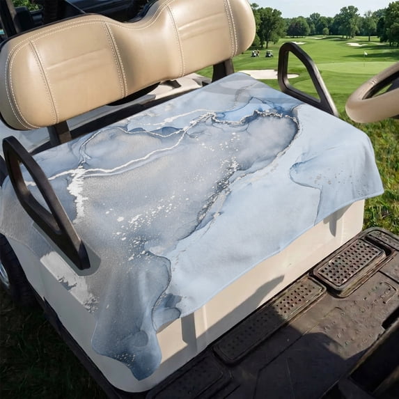 Marble Blue Golf Cart Seat Covers, Modern Abstract Ink Painting Luxury Golf Cart Seat Towel Cover for 2/4 Seater Bench Seats, Breathable Washable Dust & Sun Protection Seats Blanket 51''x31''