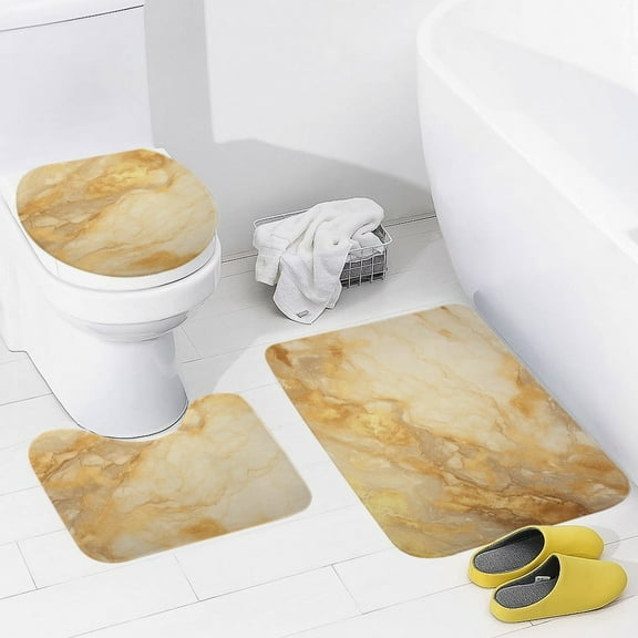 Marble Blue Greene Purple And Gold Stripes Bathroom Mats Set 3-piece Bath Mats , Floor Rug Decorations for Kitchen Bathroom Bedroom