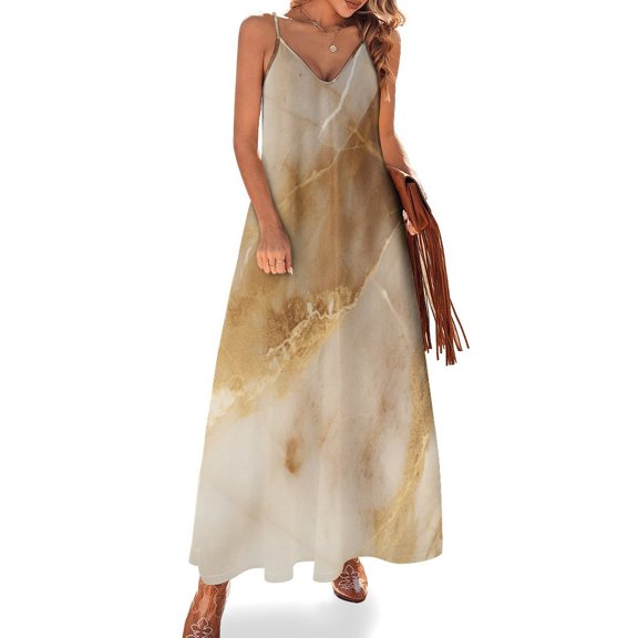 Marble Blue Greene Purple And Gold Stripes Design Sleeveless Dress Woman Fashion Long Dresses Women's Summer Suit Dress 2025