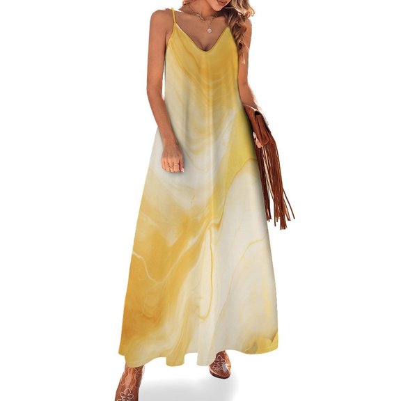 Marble Blue Greene Purple And Gold Stripes Fine Art Sleeveless Dress Summer Dress Woman 2025