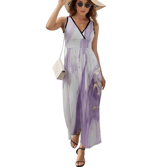 Marble Blue Greene Purple And Gold Stripes Pattern Design Sleeveless Dress Summer Clothes for Women Women's Clothing 2025