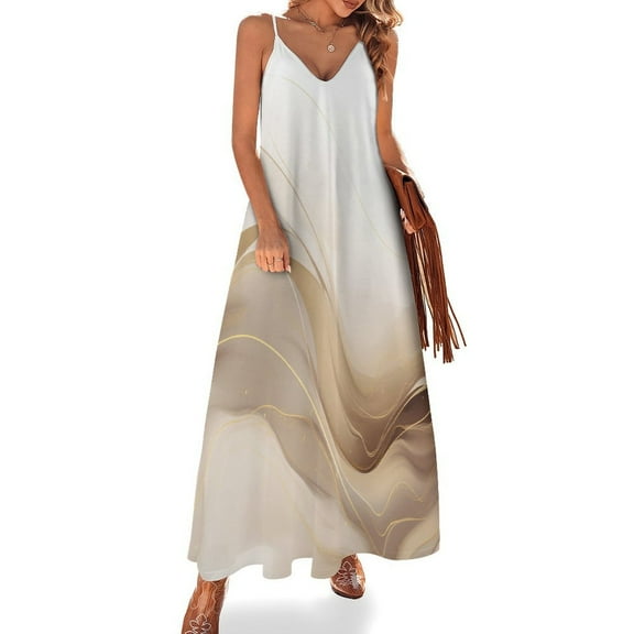 Marble Blue Greene Purple And Gold Stripes Sleeveless Dress Woman Fashion Long Dresses Women's Summer Suit Dress Summer 2025 Women