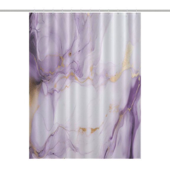Marble Blue Greene Purple And Gold Stripes Waterproof Polyester Quick-Drying Shower Curtain for Bathroom with 12 Hooks