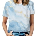 thumbnail image 1 of Marble Blue Greene Purple And Gold Stripes Women's T-Shirt Short Sleeve T Shirts Tops Tee Ladies Loose T, 1 of 6