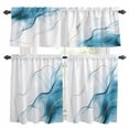 thumbnail image 1 of Marble Blue Kitchen Curtains Sets for Windows 24 Inch Length, Gold White Modern Gradient Ocean Wavy Ripple Rod Pocket Window Treatments Tier Curtains and Valances Set for Bedroom/Bathroom, 1 of 8