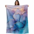 thumbnail image 1 of Marble Blue Purple Blanket Soft Cozy Warm Throw Blanket for Couch, Plush Fuzzy Flannel Fleece Blankets for Sofa, Modern Art Ink Painting Bed Blankets Lightweight Gifts for Women, 40"x60", 1 of 9