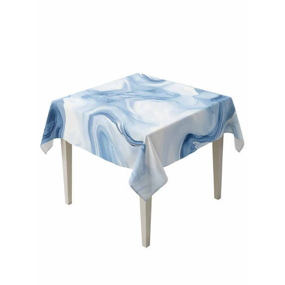Marble Blue Table Cloth, Abstract Modern Minimalist Solid Ombre Waterproof Tablecloth for Square Tables, Reusable Washable Fabric Table Cover for Restaurant Kitchen Dining Tables 60"x60"