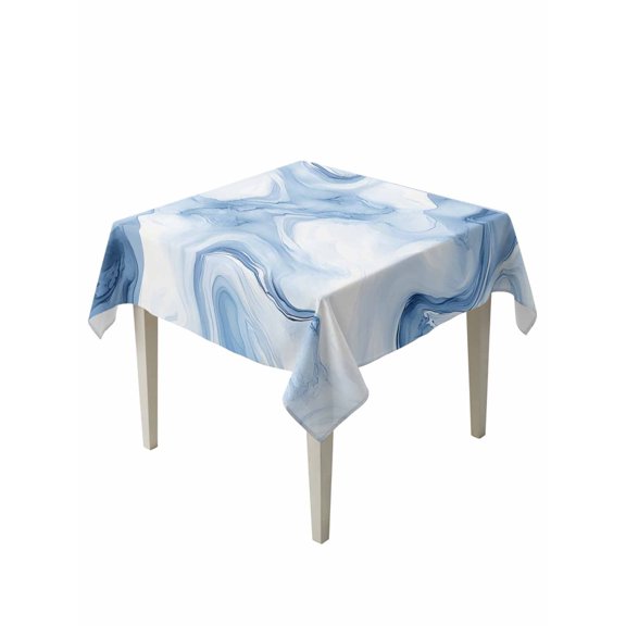 Marble Blue Table Cloth, Abstract Modern Minimalist Solid Ombre Waterproof Tablecloth for Square Tables, Reusable Washable Fabric Table Cover for Restaurant Kitchen Dining Tables 60"x60"