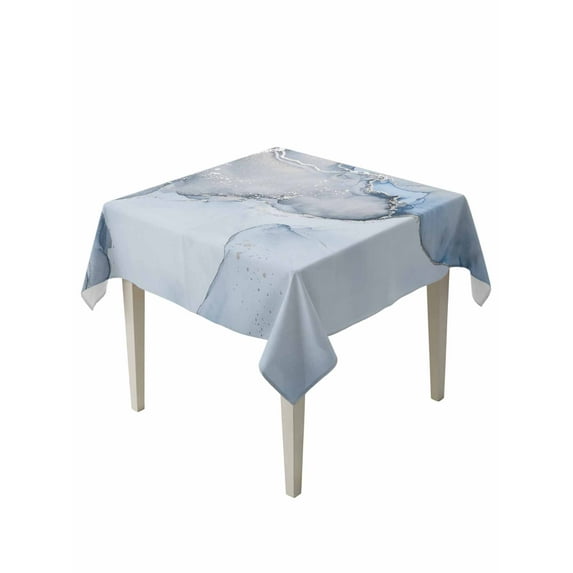 Marble Blue Table Cloth, Modern Abstract Ink Painting Luxury Waterproof Tablecloth for Square Tables, Reusable Washable Fabric Table Cover for Restaurant Kitchen Dining Tables 54"x54"