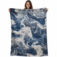 thumbnail image 1 of Marble Blue White Blanket Soft Cozy Warm Throw Blanket for Couch, Plush Fuzzy Flannel Fleece Blankets for Sofa, Vintage Abstract Artwork Bed Blankets Lightweight Gifts for Women, 50"x60", 1 of 9