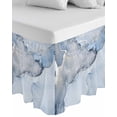 thumbnail image 1 of Marble Blue Wrap Around Bed Skirts for King Bed 18" Drop, Bed Skirt with Adjustable Elastic Belt Dust Ruffle Bed Valance for Bedroom Hotel Luxury Modern Abstract Ink Painting Luxury Bed Frame Cover, 1 of 7